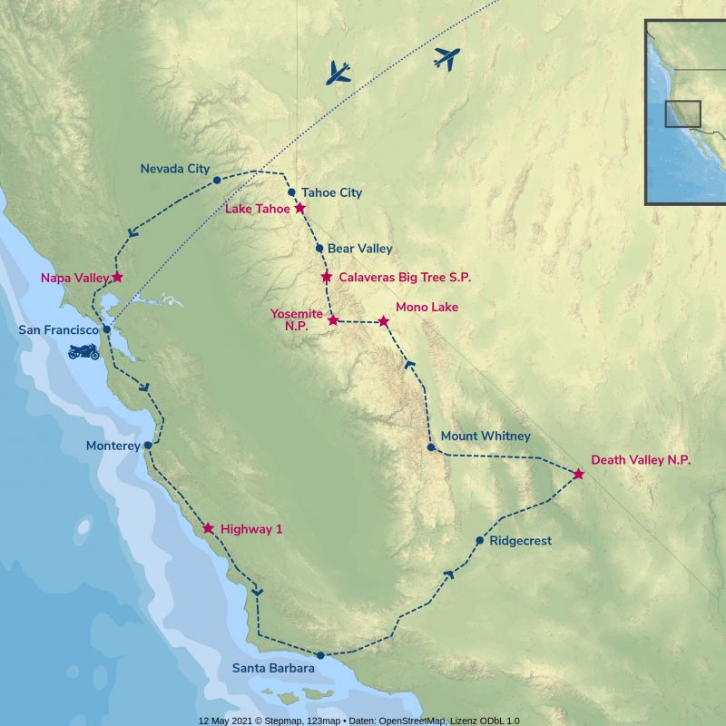 Harley-Tour California Dreaming Routing