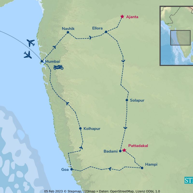 indien, motorrad, motorradreisen, touren, gruppenreise, rundfahrten, enfield, preiswert, günstig, Mumbai, Nashik, Ajanta, Ellora, Solapur, Pattadakal, Badami, Hampi, Goa, Kholapur, Panchgani, Mumbai